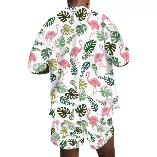 KYKU Mens Hawaiian Shirt and Short Set - Summer Short Sleeve Button Down Beach Shirts Tropical Vacation 2 Piece Outfits