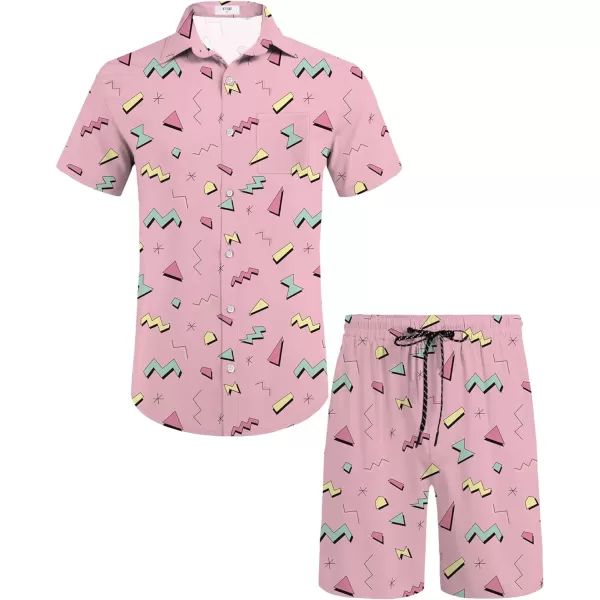 KYKU Mens Hawaiian Shirt and Short Set - Summer Short Sleeve Button Down Beach Shirts Tropical Vacation 2 Piece Outfits
