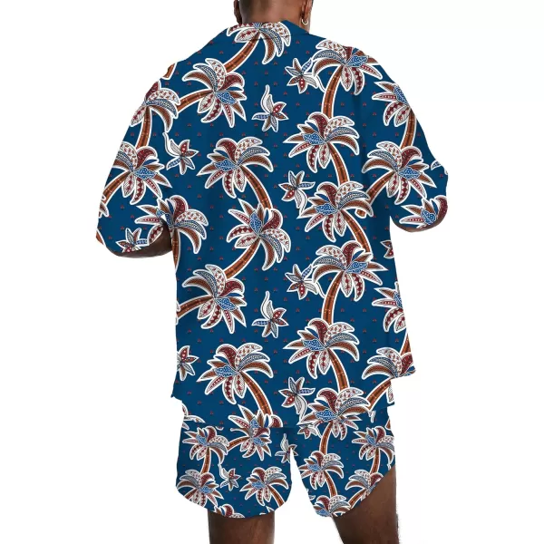 KYKU Mens Hawaiian Shirt and Short Set - Summer Short Sleeve Button Down Beach Shirts Tropical Vacation 2 Piece Outfits