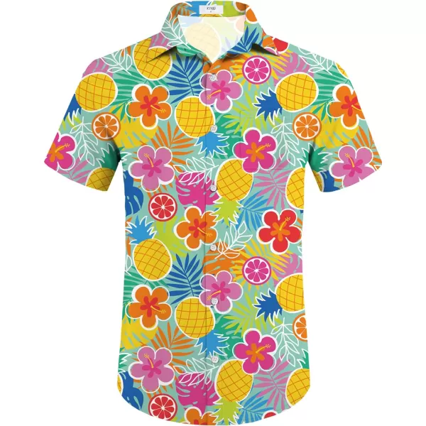 KYKU Mens Hawaiian Shirt and Short Set - Summer Short Sleeve Button Down Beach Shirts Tropical Vacation 2 Piece Outfits