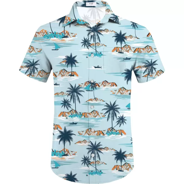 KYKU Mens Hawaiian Shirt and Short Set - Summer Short Sleeve Button Down Beach Shirts Tropical Vacation 2 Piece Outfits