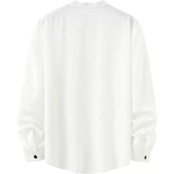 KYKU Mens Long Sleeve Henley Shirts White Button Down Casual Shirt Summer Gifts