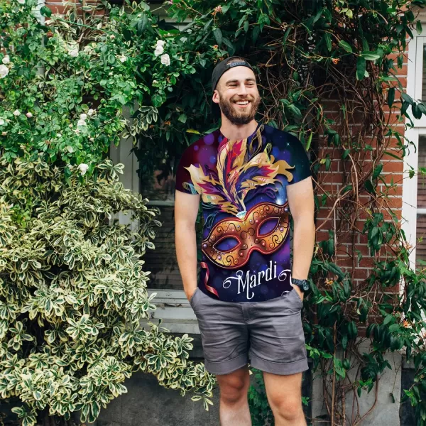 KYKU Mens Mardi Gras Shirt Novelty 2024 Carnival T Shirts Funny Tshirt Gift