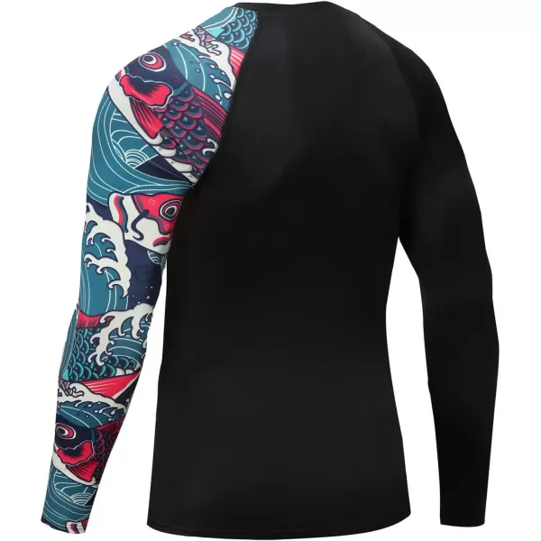 KYKU Men's Rash Guard Long Sleeve UPF 50+ UV Lightweight Sun Protection Swim Shirt for Outdoor Fishing Hiking Surf