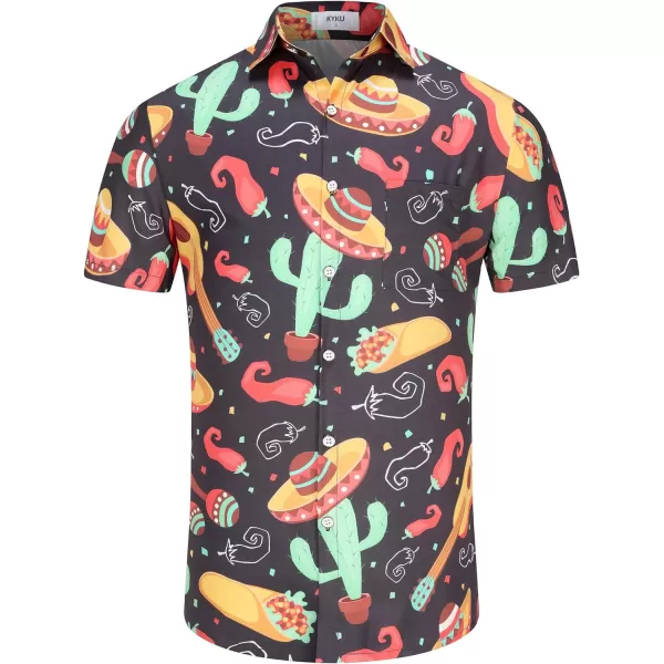 KYKU Mexico Shirt for Men Funny Beach Shirts Hawaiian Button Down Short Sleeve