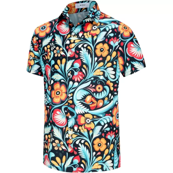 KYKU Mexico Shirt for Men Funny Beach Shirts Hawaiian Button Down Short Sleeve