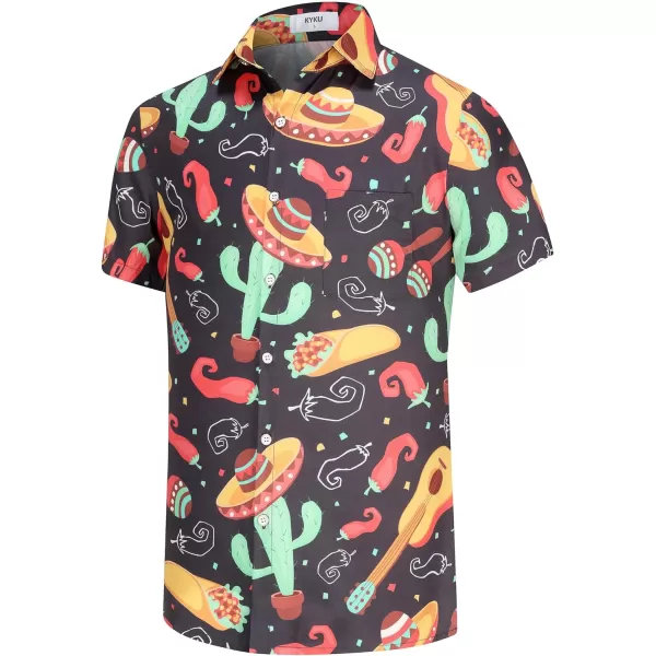 KYKU Mexico Shirt for Men Funny Beach Shirts Hawaiian Button Down Short Sleeve