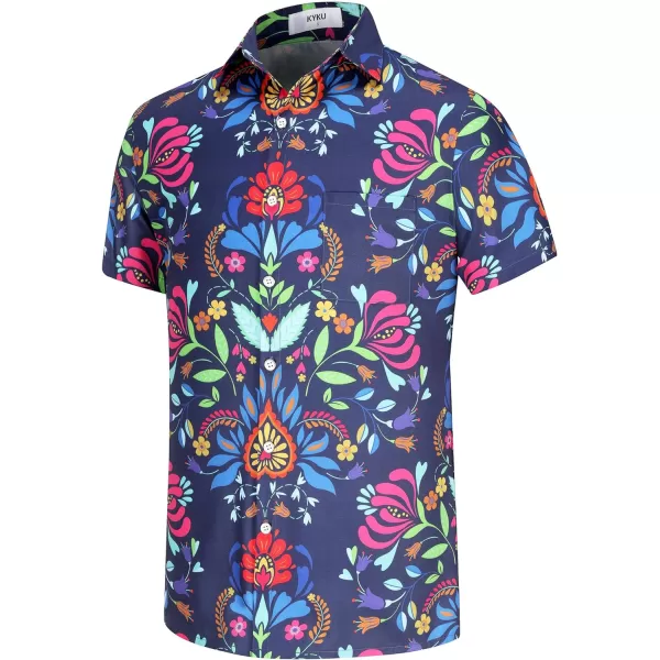 KYKU Mexico Shirt for Men Funny Beach Shirts Hawaiian Button Down Short Sleeve