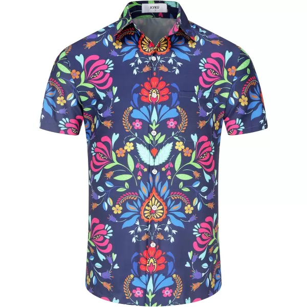 KYKU Mexico Shirt for Men Funny Beach Shirts Hawaiian Button Down Short Sleeve