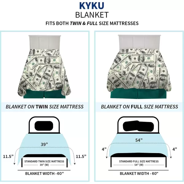 KYKU Money Blanket Throw Funny 100 Dollar Bill Cash US Cute Things Family Novelty Cool Stuff for Teen Girls, Boys, Women, Men, Anyone, Fun Friends Birthday Gifts 