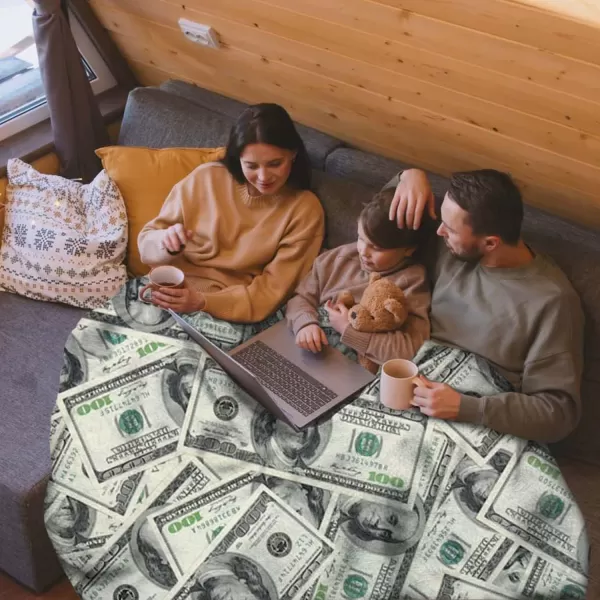 KYKU Money Blanket Throw Funny 100 Dollar Bill Cash US Cute Things Family Novelty Cool Stuff for Teen Girls, Boys, Women, Men, Anyone, Fun Friends Birthday Gifts 