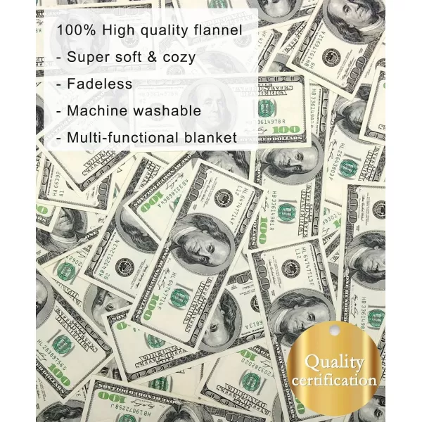 KYKU Money Blanket Throw Funny 100 Dollar Bill Cash US Cute Things Family Novelty Cool Stuff for Teen Girls, Boys, Women, Men, Anyone, Fun Friends Birthday Gifts 