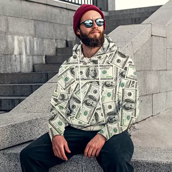 KYKU Money Hoodie Funny Sweatshirts for Men Hoodies Dollar Pullover 3D Clothing