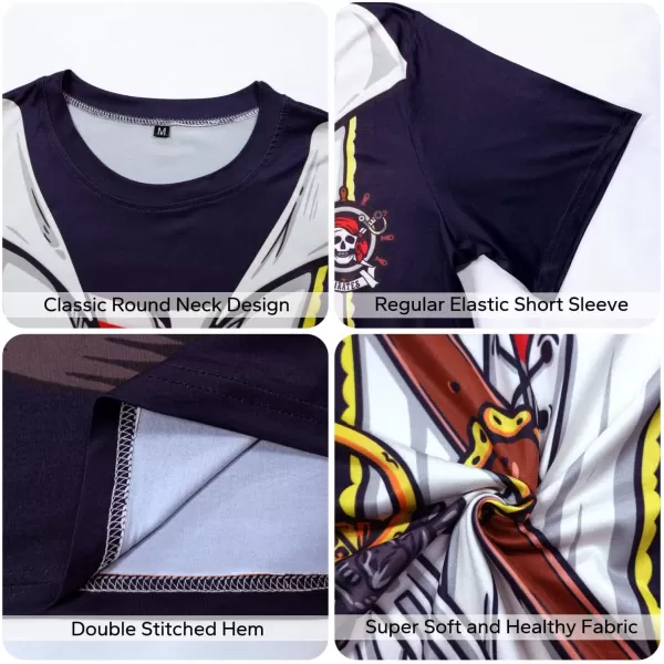 KYKU Pirate Costume Men Accessories Halloween T Shirts Funny Cruise Pirates T-Shirt