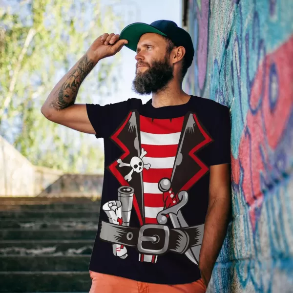 KYKU Pirate Costume Men Accessories Halloween T Shirts Funny Cruise Pirates T-Shirt