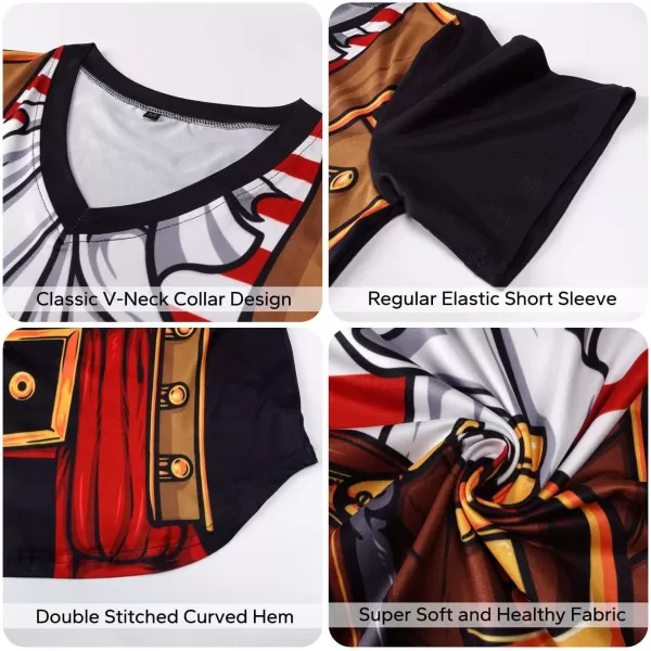 KYKU Pirate Shirt Costume Women V Neck Funny 3D Print Graphics Novelty Clothing