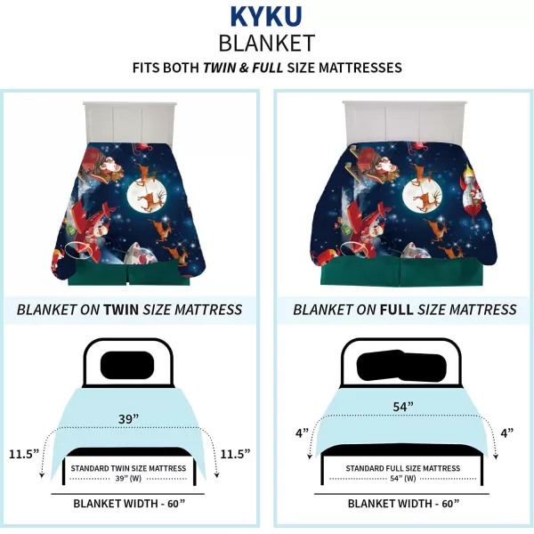 KYKU Queen Size Christmas Throw Blanket Soft Holiday Blankets Sherpa Plush Vacation Xmas Blankets Comfy Warm Pattern Gifts for Adults, Men, Women, Kids 