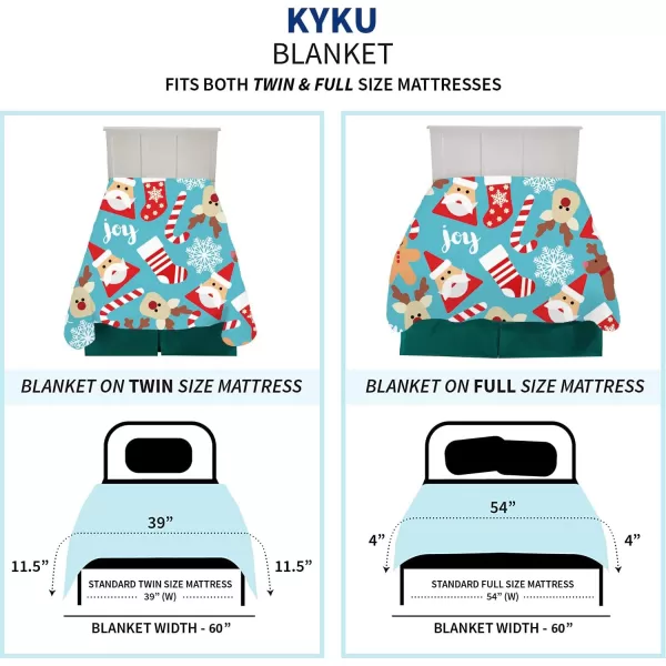 KYKU Queen Size Christmas Throw Blanket Soft Holiday Blankets Sherpa Plush Vacation Xmas Blankets Comfy Warm Pattern Gifts for Adults, Men, Women, Kids 