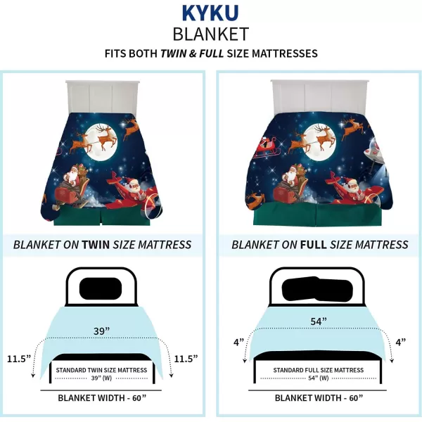 KYKU Queen Size Christmas Throw Blanket Soft Holiday Blankets Sherpa Plush Vacation Xmas Blankets Comfy Warm Pattern Gifts for Adults, Men, Women, Kids 