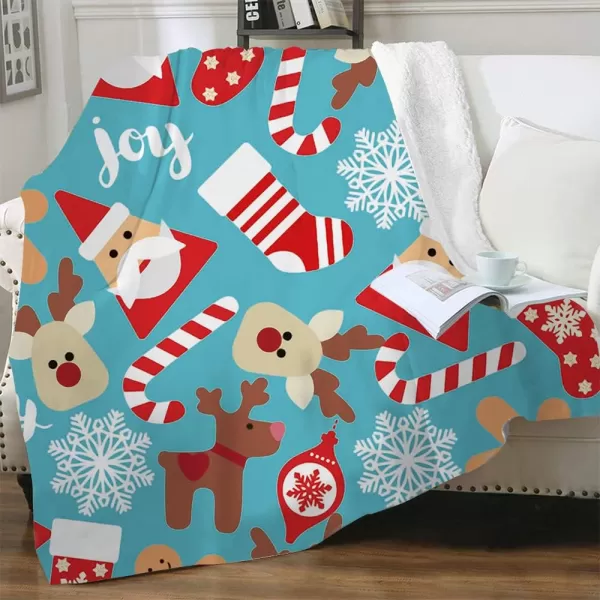 KYKU Queen Size Christmas Throw Blanket Soft Holiday Blankets Sherpa Plush Vacation Xmas Blankets Comfy Warm Pattern Gifts for Adults, Men, Women, Kids 