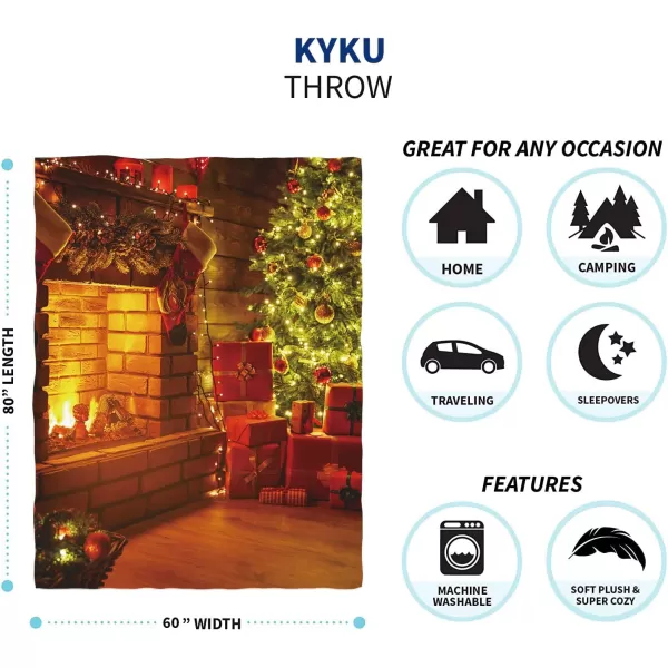 KYKU Queen Size Christmas Throw Blanket Soft Holiday Blankets Sherpa Plush Vacation Xmas Blankets Comfy Warm Pattern Gifts for Adults, Men, Women, Kids 