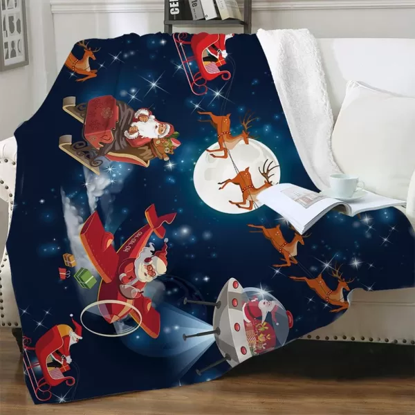 KYKU Queen Size Christmas Throw Blanket Soft Holiday Blankets Sherpa Plush Vacation Xmas Blankets Comfy Warm Pattern Gifts for Adults, Men, Women, Kids 