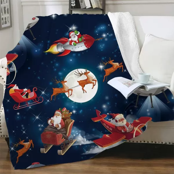 KYKU Queen Size Christmas Throw Blanket Soft Holiday Blankets Sherpa Plush Vacation Xmas Blankets Comfy Warm Pattern Gifts for Adults, Men, Women, Kids 