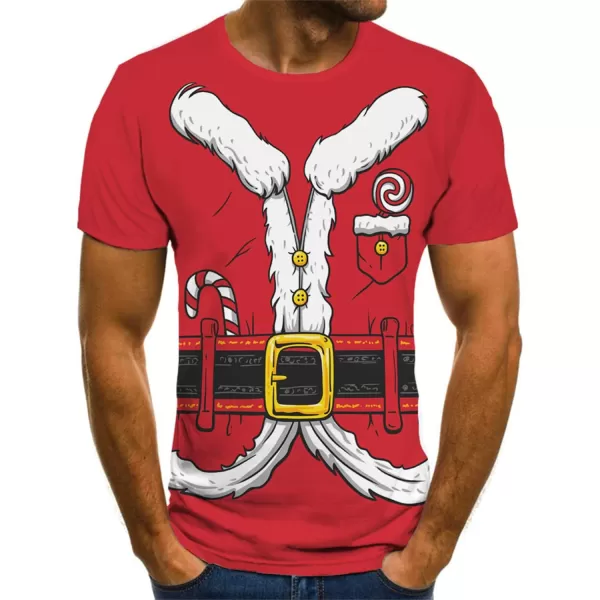 KYKU Santa Claus Costume T Shirt Mens Christmas T Shirts Funny Holiday Tshirt Red