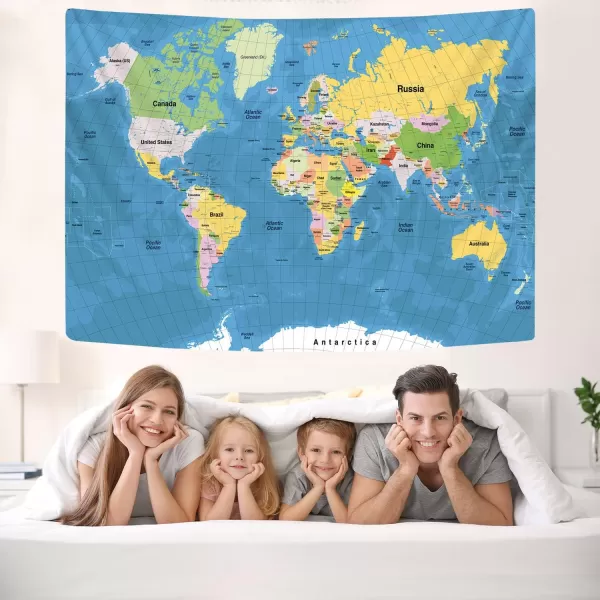 KYKU Small World Map Tapestry World Tapestries Globe Map Tapestry Flags Travel Classroom Decor Earth Decorations Party 