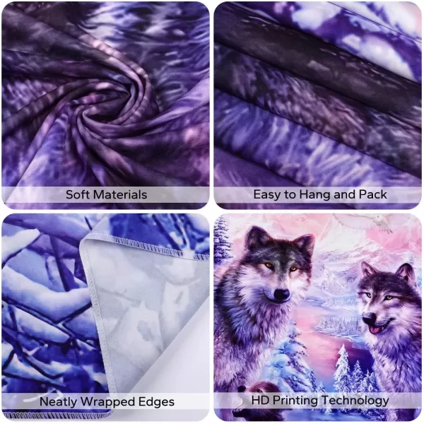 KYKU Snow Wolf Tapestry Pink Family Wolves Tapestry Wall Hanging Wild Animal Tapestries for Bedroom Living Room Dorm Decor 