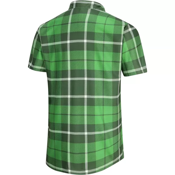 KYKU St Patricks Day Shirt Mens Hawaiian Shirts Short Sleeve Green Button Up Top