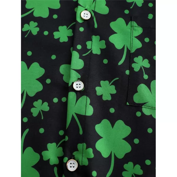 KYKU St Patricks Day Shirt Mens Hawaiian Shirts Short Sleeve Green Button Up Top