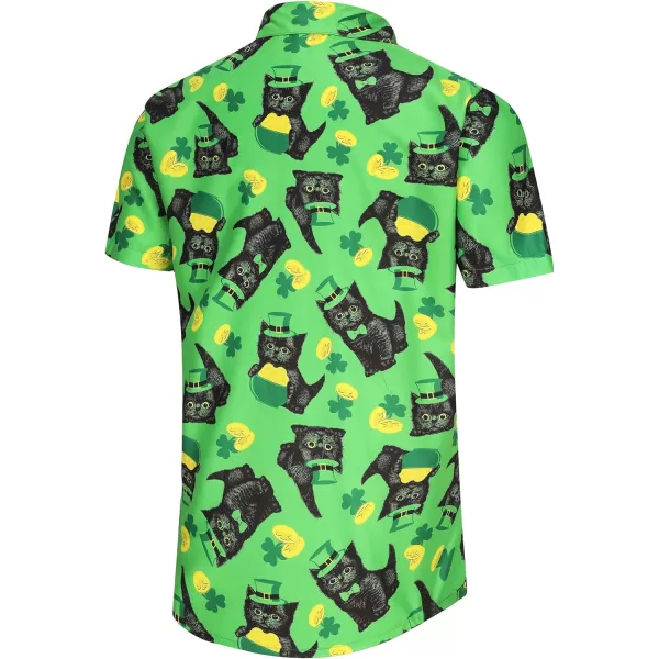 KYKU St Patricks Day Shirt Mens Hawaiian Shirts Short Sleeve Green Button Up Top