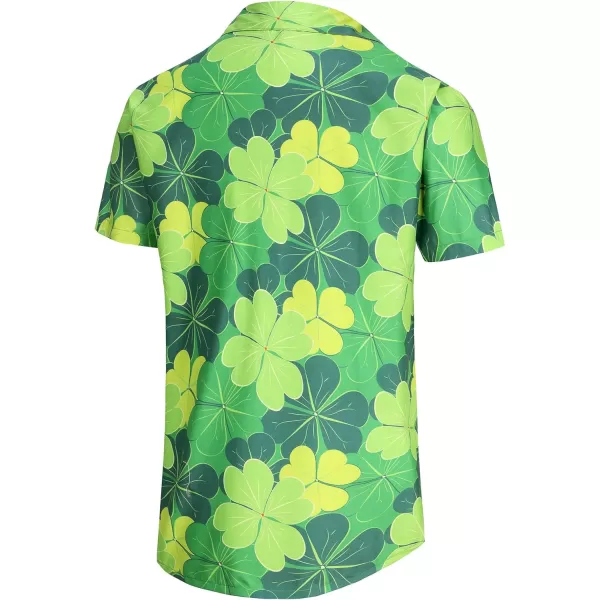 KYKU St Patricks Day Shirt Mens Hawaiian Shirts Short Sleeve Green Button Up Top
