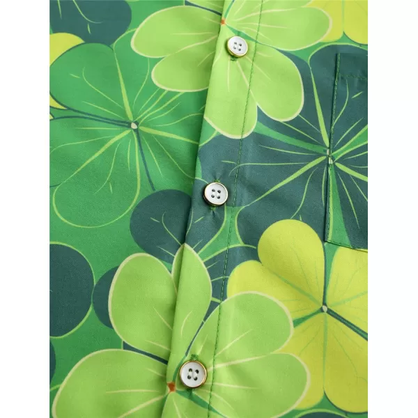 KYKU St Patricks Day Shirt Mens Hawaiian Shirts Short Sleeve Green Button Up Top