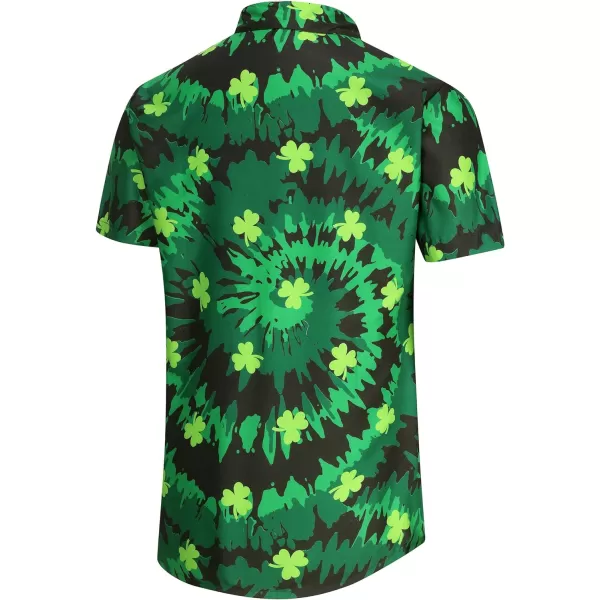 KYKU St Patricks Day Shirt Mens Hawaiian Shirts Short Sleeve Green Button Up Top