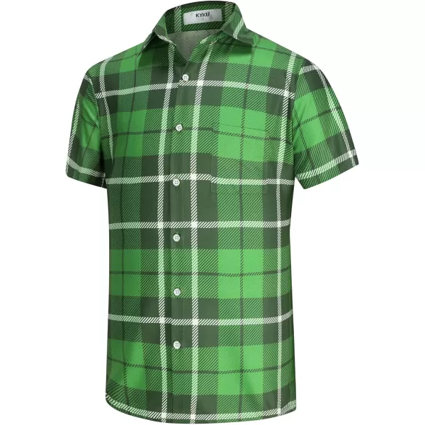 KYKU St Patricks Day Shirt Mens Hawaiian Shirts Short Sleeve Green Button Up Top