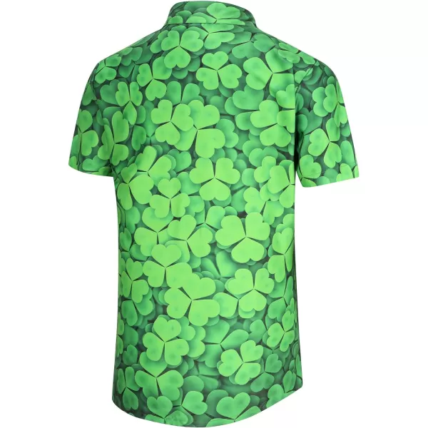 KYKU St Patricks Day Shirt Mens Hawaiian Shirts Short Sleeve Green Button Up Top
