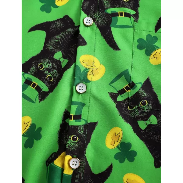 KYKU St Patricks Day Shirt Mens Hawaiian Shirts Short Sleeve Green Button Up Top