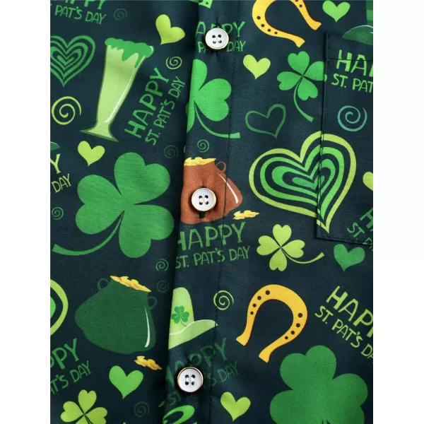 KYKU St Patricks Day Shirt Mens Hawaiian Shirts Short Sleeve Green Button Up Top