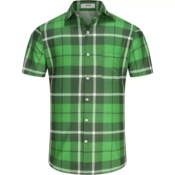 KYKU St Patricks Day Shirt Mens Hawaiian Shirts Short Sleeve Green Button Up Top