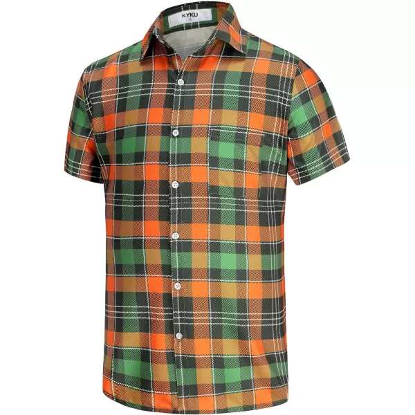 KYKU St Patricks Day Shirt Mens Hawaiian Shirts Short Sleeve Green Button Up Top