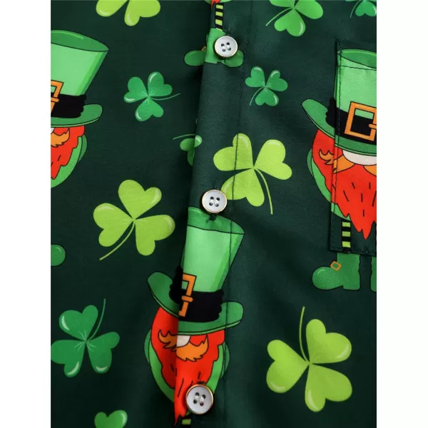 KYKU St Patricks Day Shirt Mens Hawaiian Shirts Short Sleeve Green Button Up Top