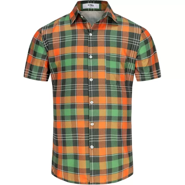 KYKU St Patricks Day Shirt Mens Hawaiian Shirts Short Sleeve Green Button Up Top