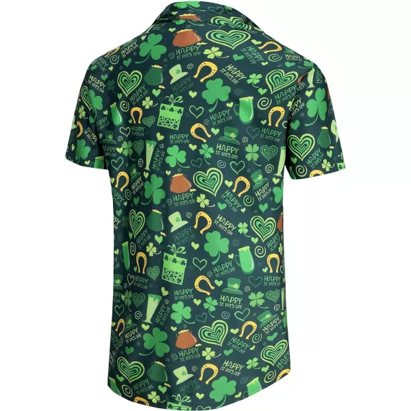 KYKU St Patricks Day Shirt Mens Hawaiian Shirts Short Sleeve Green Button Up Top