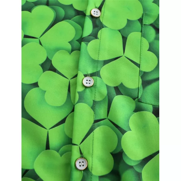 KYKU St Patricks Day Shirt Mens Hawaiian Shirts Short Sleeve Green Button Up Top