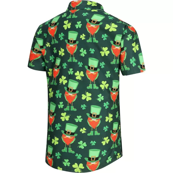 KYKU St Patricks Day Shirt Mens Hawaiian Shirts Short Sleeve Green Button Up Top