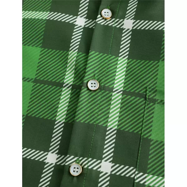 KYKU St Patricks Day Shirt Mens Hawaiian Shirts Short Sleeve Green Button Up Top