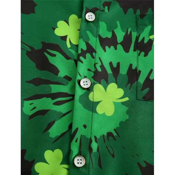 KYKU St Patricks Day Shirt Mens Hawaiian Shirts Short Sleeve Green Button Up Top
