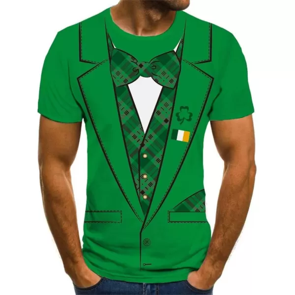 KYKU St Patricks Day Tshirt Men Leprechaun Costume Green Tuxedo T Shirt Irish Shamrock Clothing